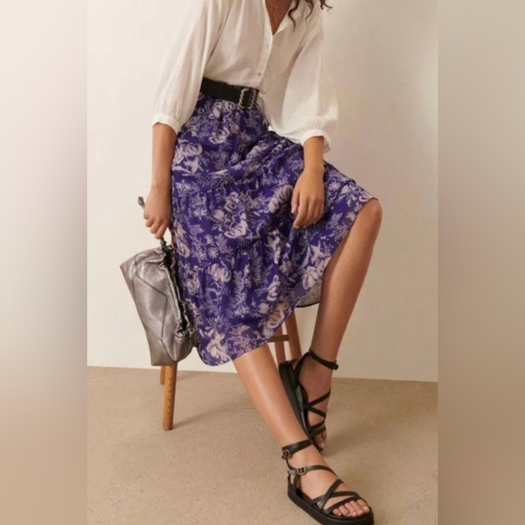 ba&sh floral tiered midi skirt M - Picture 14 of 14